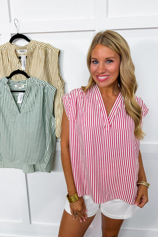 The Harbor Stripe Top in Green