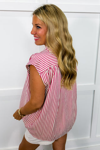 The Harbor Stripe Top in Hot Pink