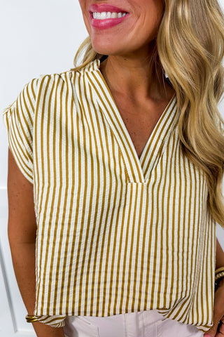 The Harbor Stripe Top in Taupe