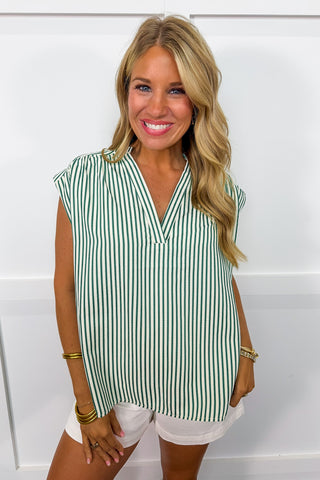 The Harbor Stripe Top in Green