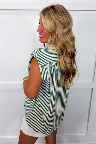 The Harbor Stripe Top in Green