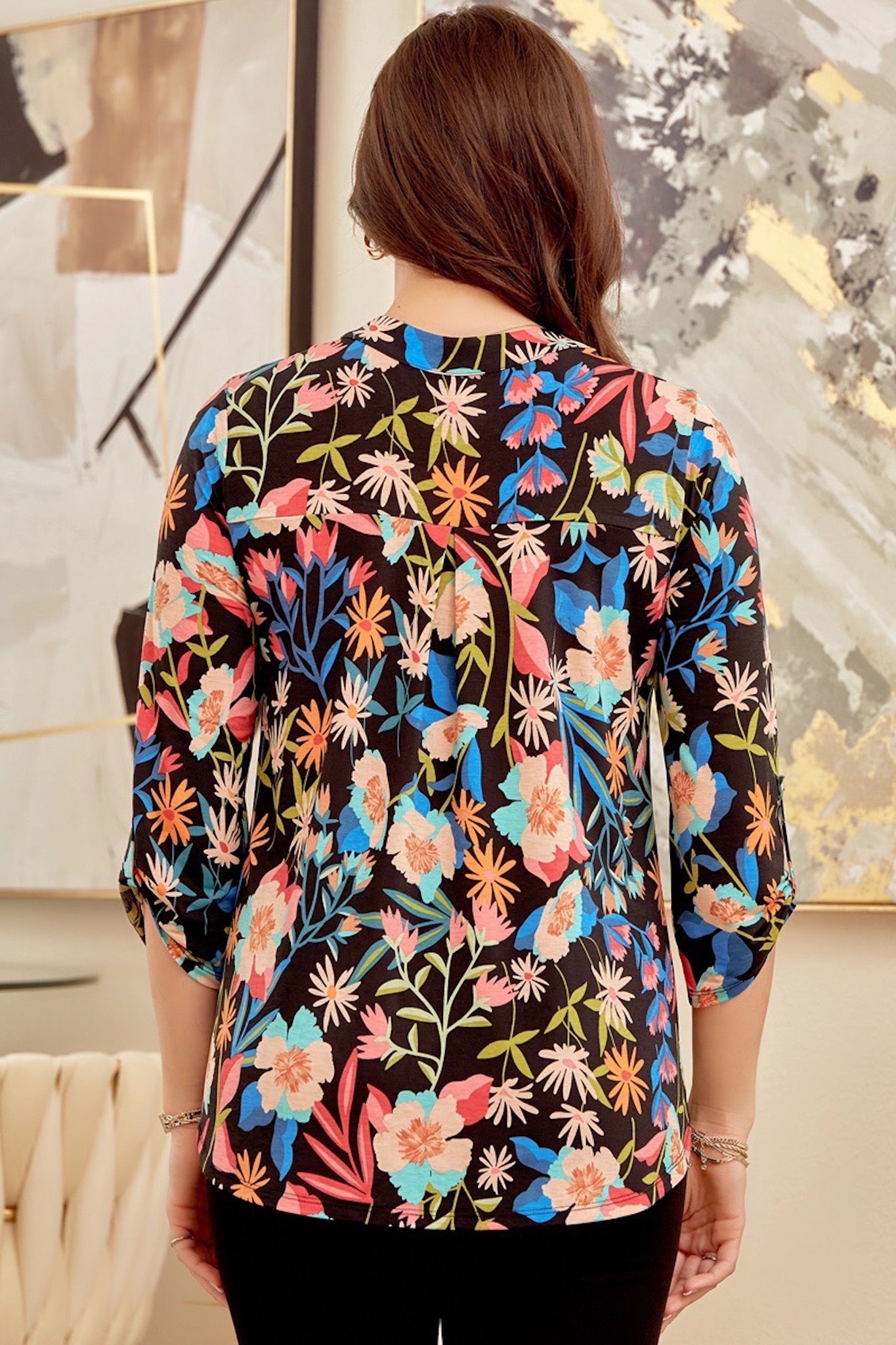 Black Friday Deal - **PLUS ONLY** The Lizzy Top in Multicolor Floral