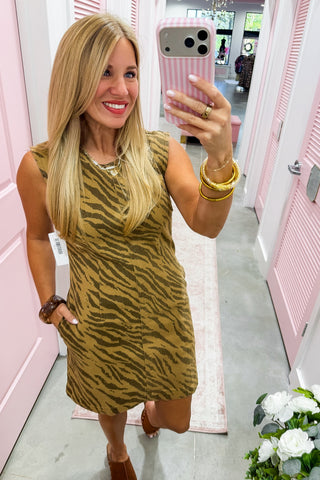 The Savannah Tiger Dress in Brown