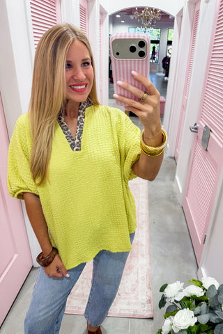 Wild Side Chic Textured Top in Lime