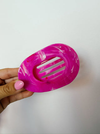 Must Have Flat Oval Hair Clip in Hot Pink