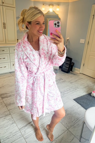 Pink Bow Toile Luxe Robe