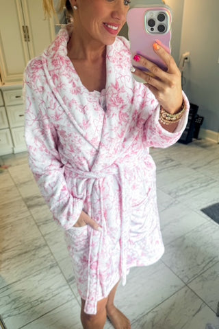 Pink Bow Toile Luxe Robe