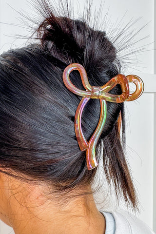Honey Glow Bow Claw Clip