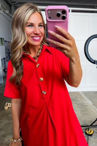 The Augusta Afternoon Midi Dress in Red