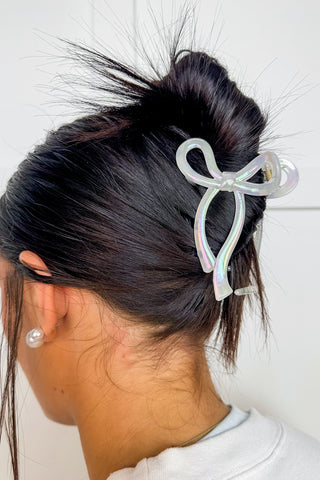 Pearl Glow Bow Claw Clip