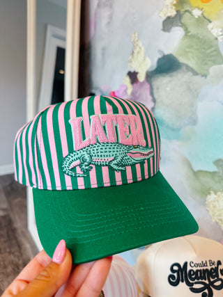 Later Gator Pink & Green Stripe Trucker Hat