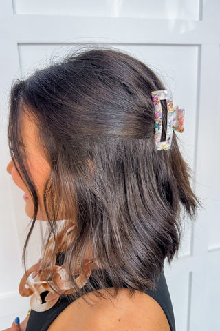 Pink Multi Color Claw Clip