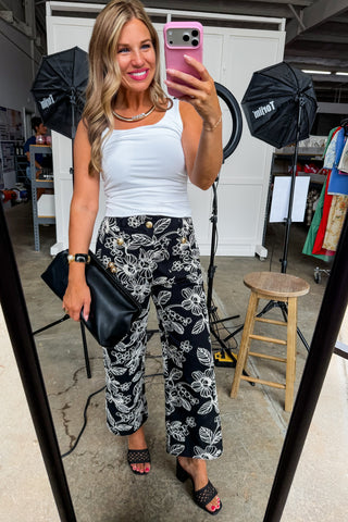 Midnight Bloom Wide Leg Pants