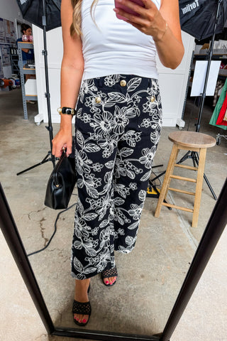 Midnight Bloom Wide Leg Pants