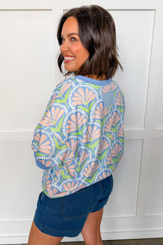 Petal Mosaic Top in Blue