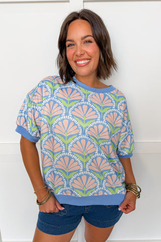 Petal Mosaic Top in Blue