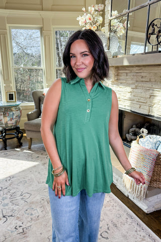 The Sea Breeze Henley Tank in Green