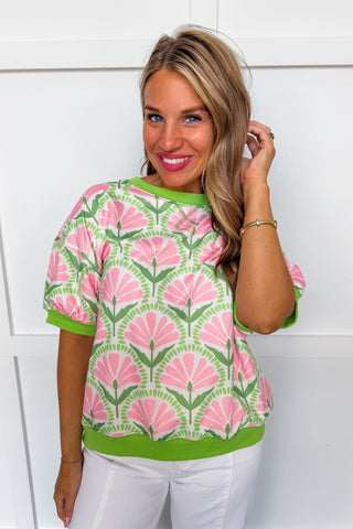 Petal Mosaic Top in Green