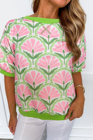 Petal Mosaic Top in Green