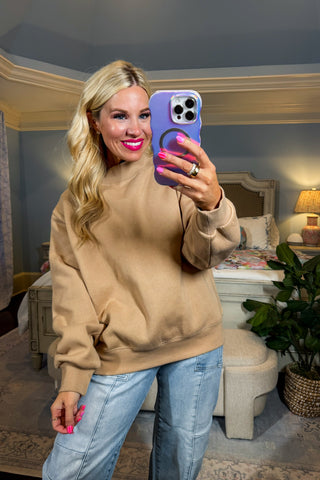 Cozy Luxe MockNeck Sweater in Taupe