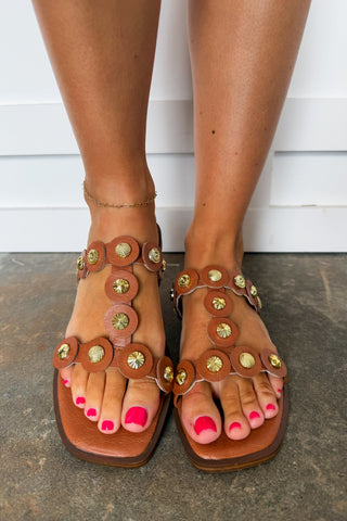 Beach What Studded Corkys Sandals in Cognac