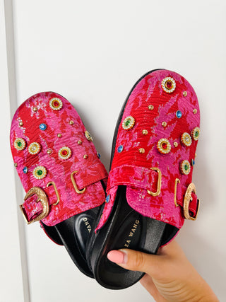 The Quincy Red & Pink Bedazzled Clog Mule