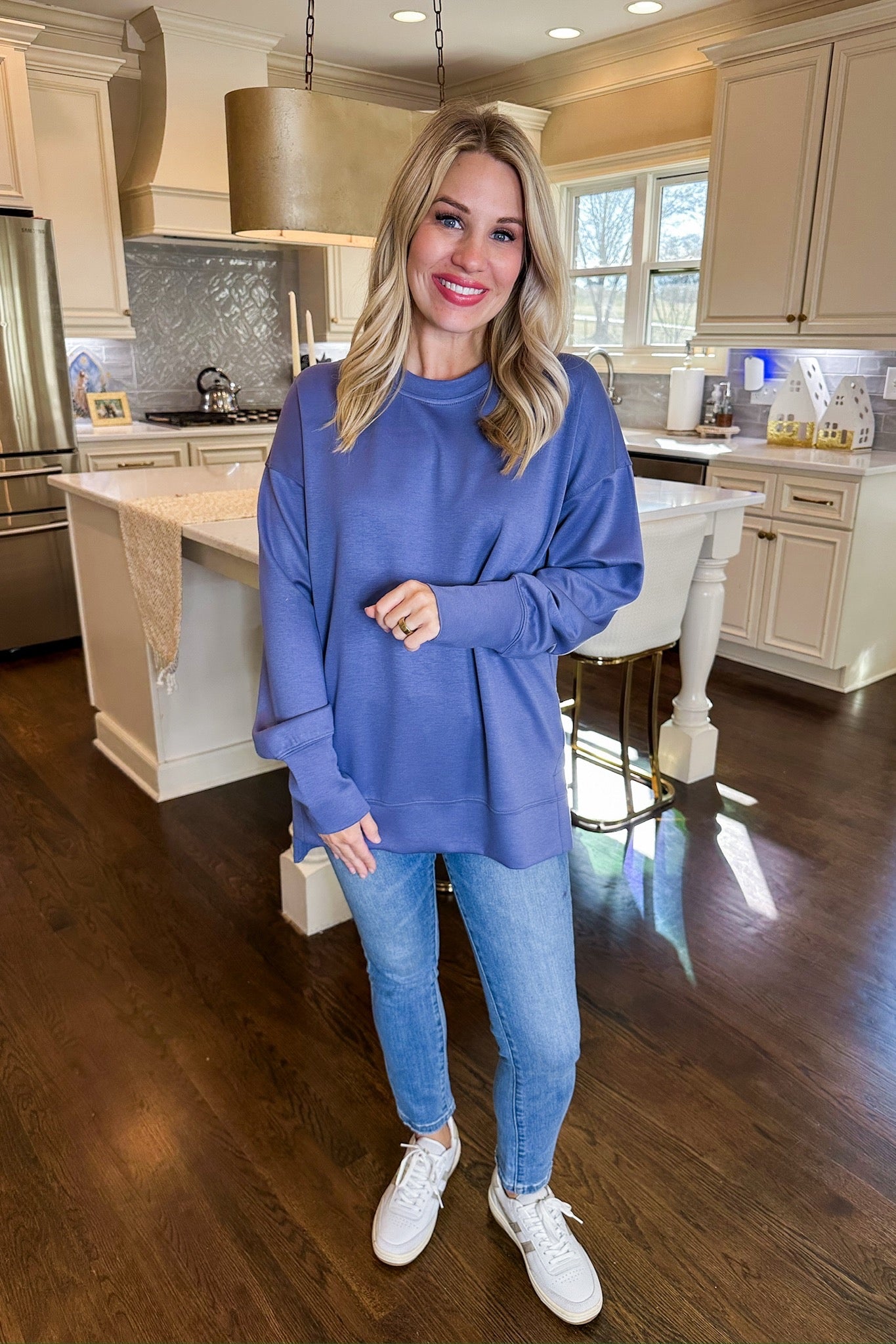 Oversized Buttery Soft Thumb Hole Slate Blue Top