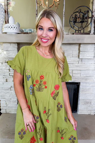 The Olive Embroidered Dress Large The Olive Embroidered Dress Large
