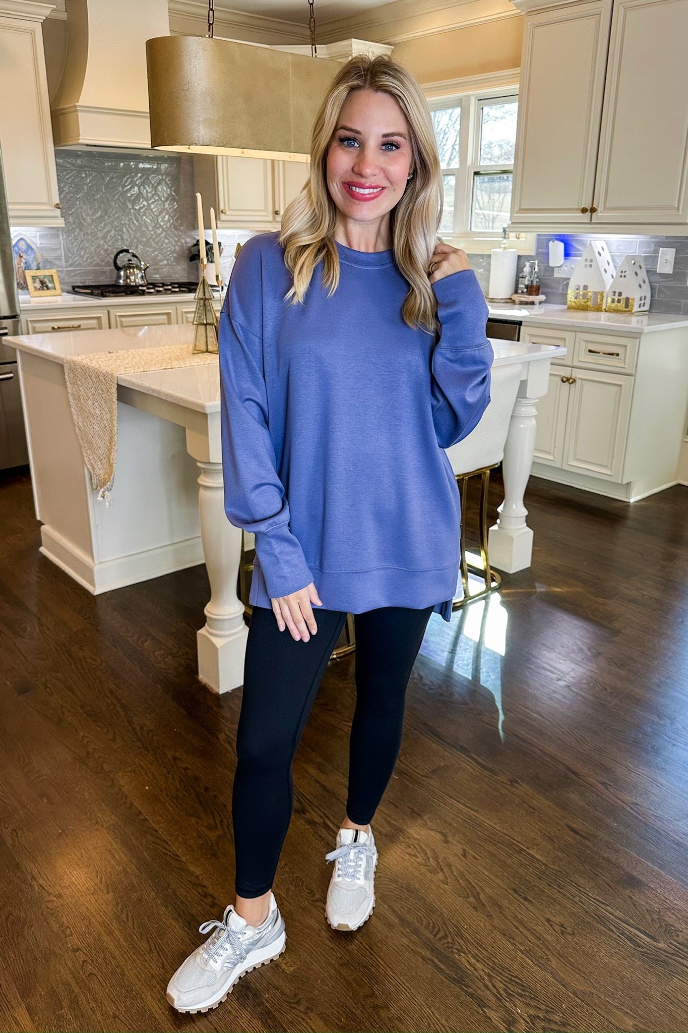 Oversized Buttery Soft Thumb Hole Slate Blue Top