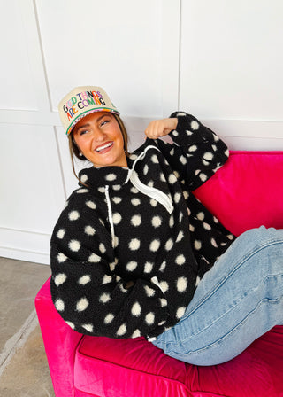Polka Dot Sherpa in Black