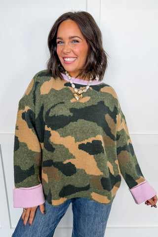 Pretty in Lavender Camo Sweater