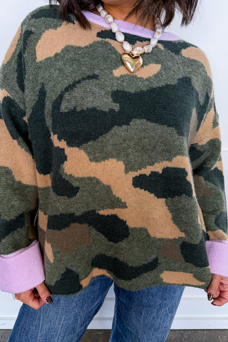 Pretty in Lavender Camo Sweater