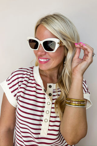 Cream & Gold Old Money Sunglasses