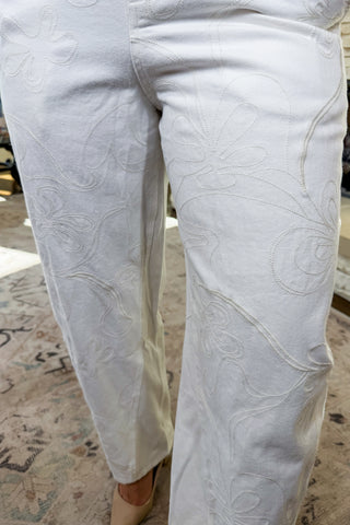 Petal Press White Barrel Jeans