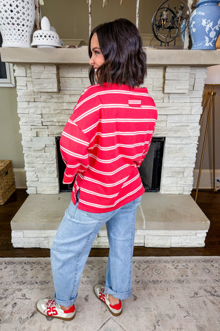 The Coastline Striped Tee in Red