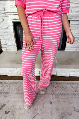 The Classic Pink Stripe Knit Pants Set