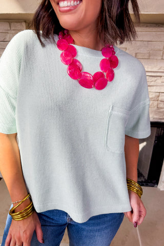 Hot Pink Deal - Happy Days Pocket Tee in Mint