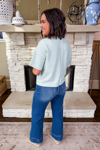 Hot Pink Deal - Happy Days Pocket Tee in Mint