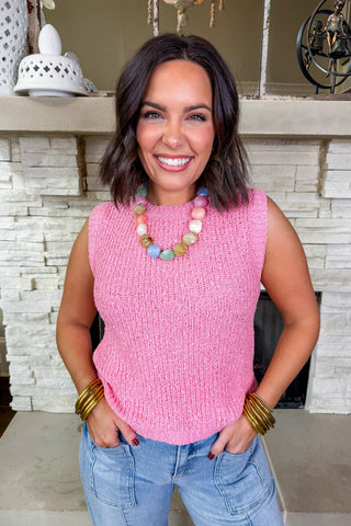 Fair & Square Knit Tank in Pink