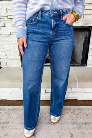 The Natalie Jeans by Risen - Tummy Control  Dark Wash Denim