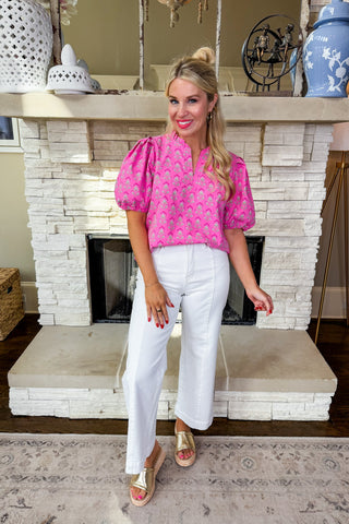 The Lainey Top in Fuchsia Lilies by Mary Square