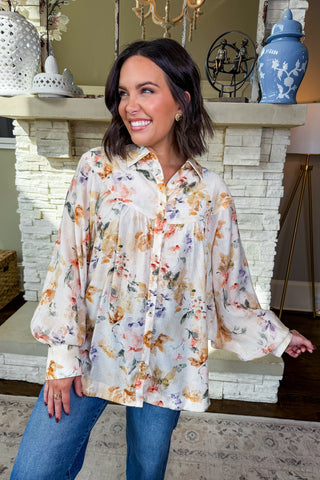 The Flower Press Button Front Blouse