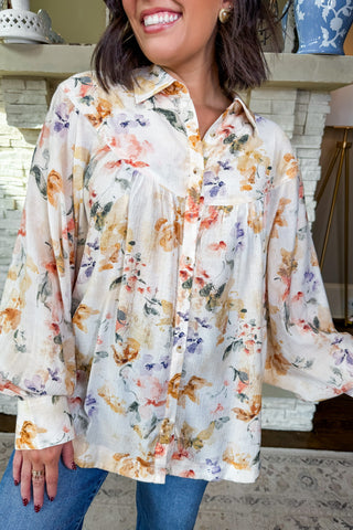 The Flower Press Button Front Blouse