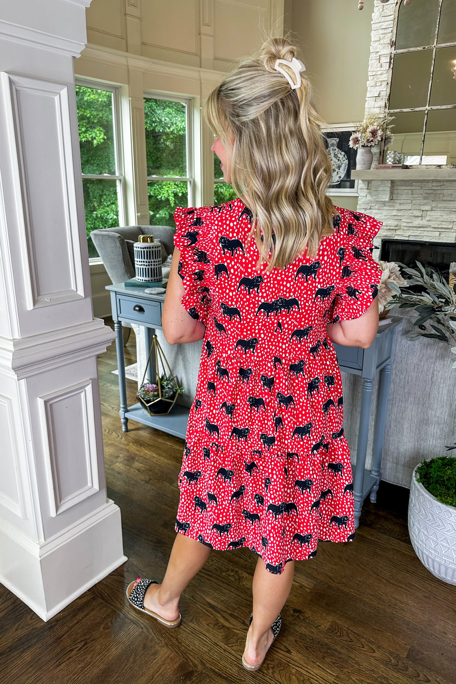 The Everly Georgia Bulldog Tiered Dress