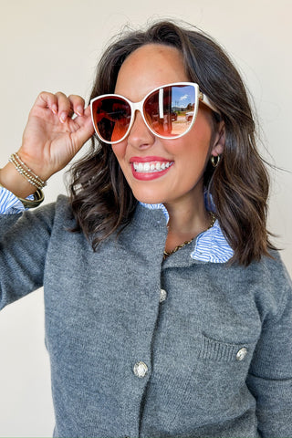 Cream & Gold Glam Sunglasses