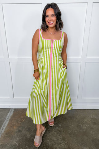 Just Feels Right Stripe Dress in Lime