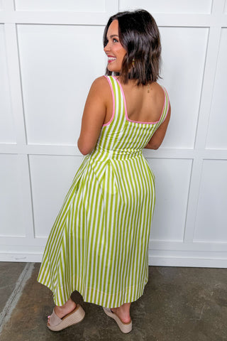 Just Feels Right Stripe Dress in Lime