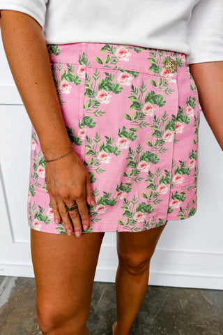 Floral Affair Pink Wrap Skort