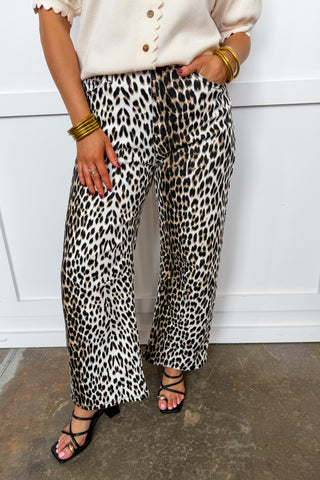 The Cleo Pants - Leopard Barrel Jeans