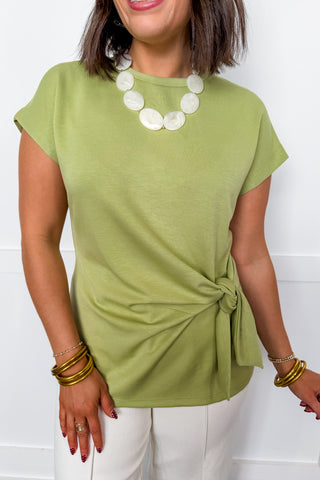 Side Note Tie Top in Sage